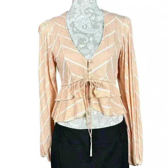 Free‎ People Samifran Long Sleeve Top Peach Size Small - Picture 2 of 7